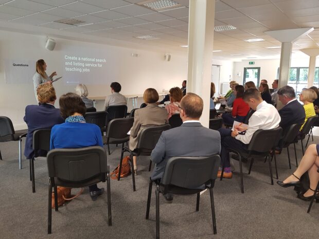 Fiona Murray presenting the project to a room of people