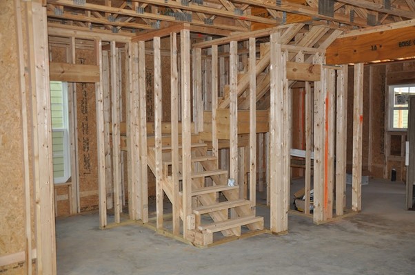 Wooden structure of a house being built 