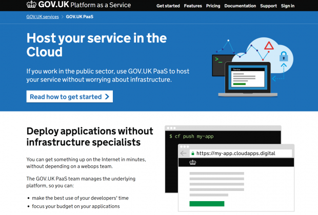 GOV.UK Platform as a Service homepage