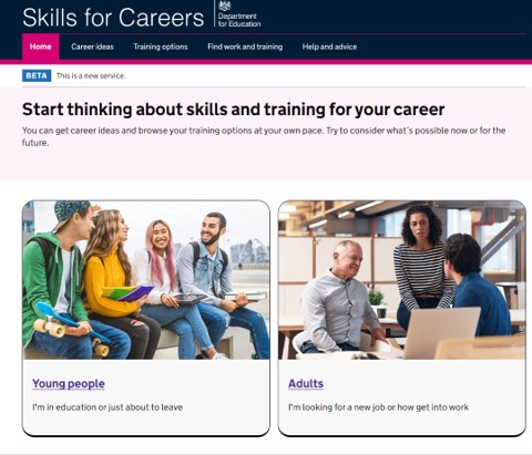 Screenshot of the 'Skills for Careers' website