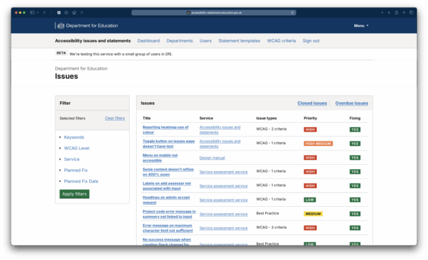 A screen in the product which shows issues across all registered products in the service.
