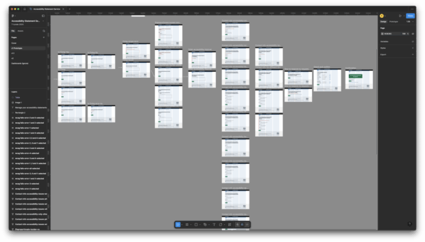 A screenshot of screen mockups in Figma showing the questions users would be asked when creating an issue.